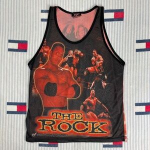 Vintage 1999 WWF WWE The Rock Wresting tank top shirt